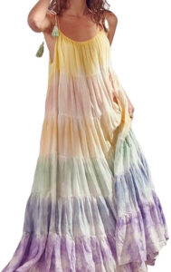 Robe longue arc-en-ciel pastel