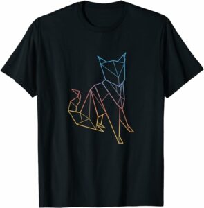 T-shirt arc-en-ciel chat polygones