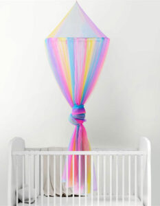 Ciel de lit voilage transparent enfant arc-en-ciel