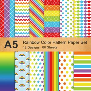 Lot de 60 feuilles de papier coloré arc-en-ciel