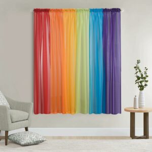 Lot de 6 rideaux couleurs rayures arc-en-ciel 